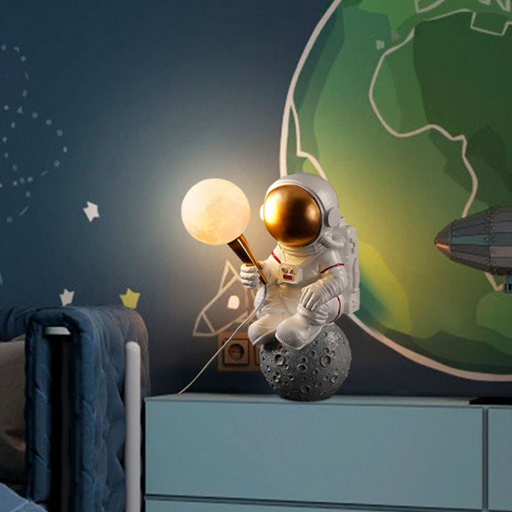 Zeitgenössische kreative Cartoon Astronaut Harz ABS 1-Licht Wandleuchte Lampe für Schlafzimmer 