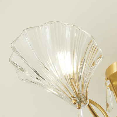 Moderne minimalistische Shell Kupfer Glas 3/6/8 Licht Kronleuchter für Wohnzimmer 