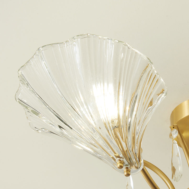 Moderne minimalistische Shell Kupfer Glas 3/6/8 Licht Kronleuchter für Wohnzimmer 