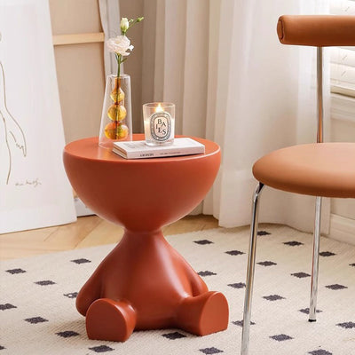 Table d'appoint ronde scandinave contemporaine avec base en PE et ours cartoon pour salon 