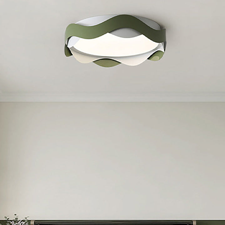 Zeitgenössische kreative Eisen Acryl gewellten Rand LED Unterputz Deckenleuchte für Wohnzimmer 