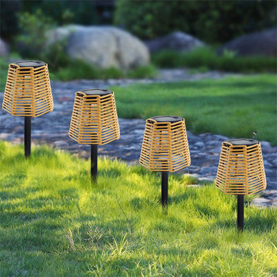 Iluminación de paisaje LED de cilindro de plástico de hierro impermeable solar de casa de campo tradicional para jardín 