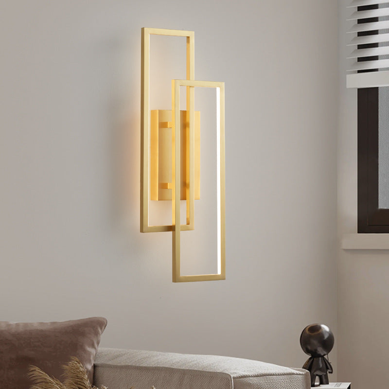 Moderne Mid-Century Wandleuchte aus Kupfer im rechteckigen geometrischen Design mit LED für das Bett 