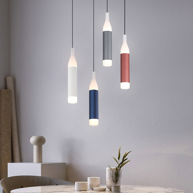 Scandinavian Modern Creative Wine Bottle Aluminum Acrylic LED Pendant Light