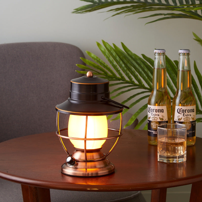 Lampe de table LED cylindrique en acrylique fer rechargeable étanche de style ferme traditionnelle pour salle de divertissement 
