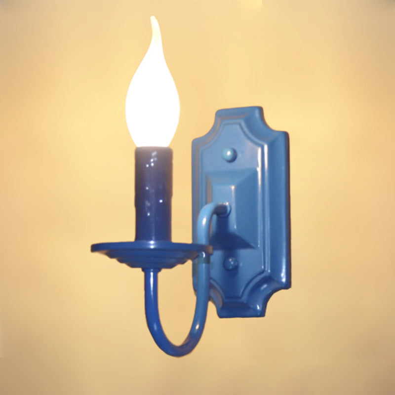 Traditional Rustic Iron Candlestick Holder 1-Light Wall Sconce Lamp For Hallway