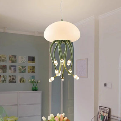 Zeitgenössische nordische Quallen Eisen Acryl LED Kronleuchter für Schlafzimmer 