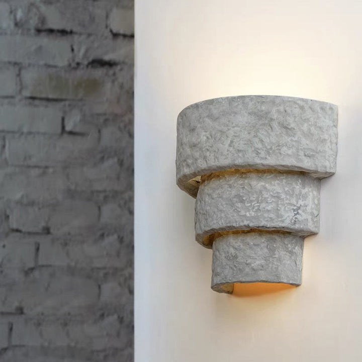 Lámpara de Aplique de Pared de 1 Luz con Pantalla Redonda de Cemento en Capas de Simplicidad Moderna para Sala de Estar 