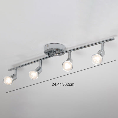 Plafonnier semi-encastré moderne minimaliste à 4 lumières en acier inoxydable et fer pour salon 