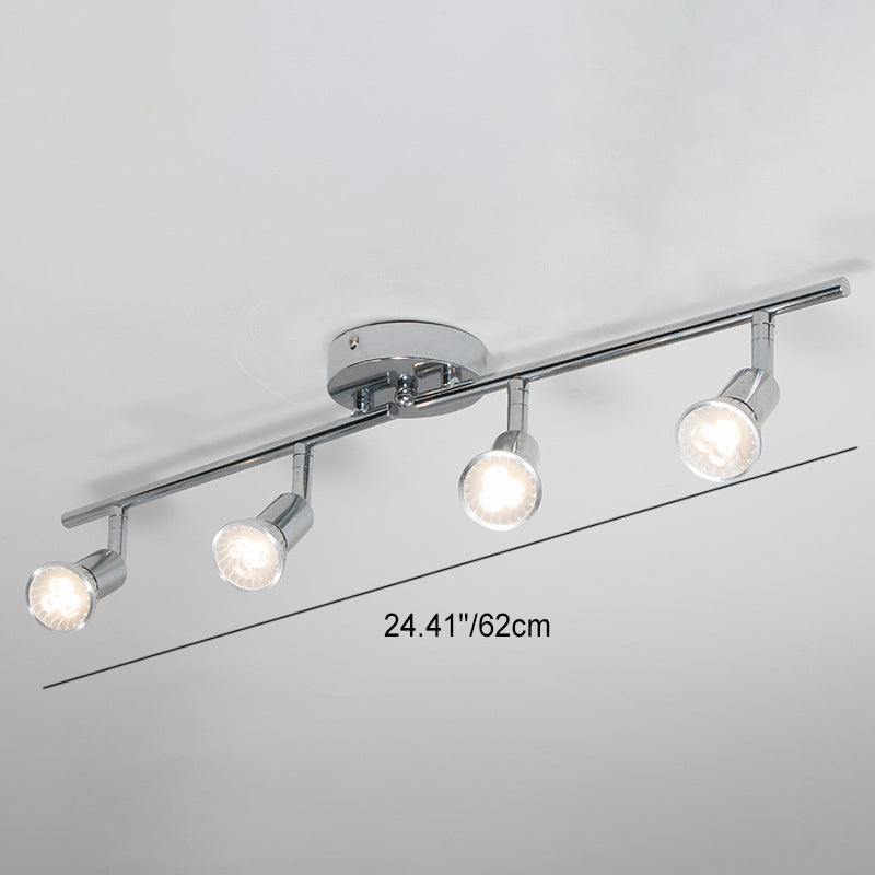 Plafonnier semi-encastré moderne minimaliste à 4 lumières en acier inoxydable et fer pour salon 