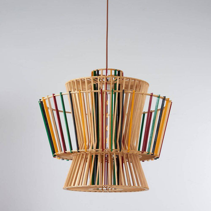 Suspension Luminaire Tressage Bois Rustique Moderne 1 Lumière 
