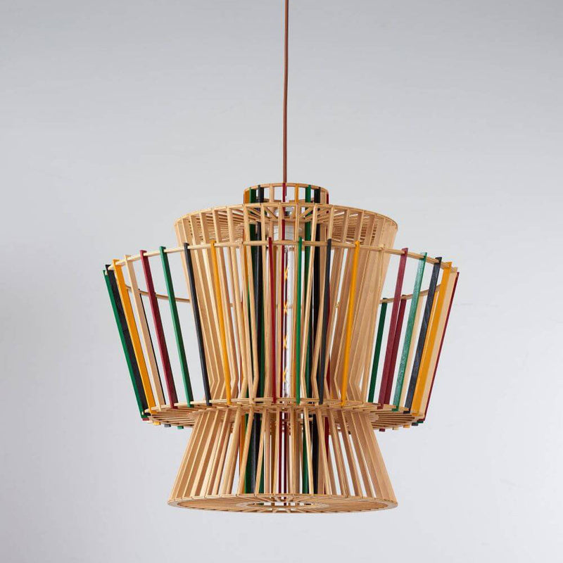 Modern Rustic Wood Weaving 1-Light Pendant Light