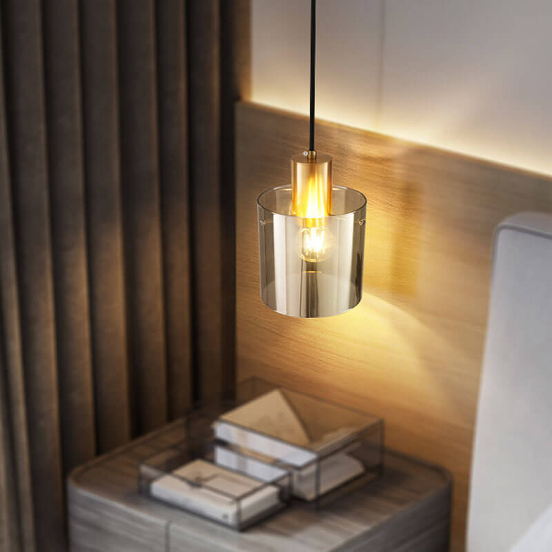 Nordic Minimalist Glass Cylinder Jar 1-Light Pendant Light