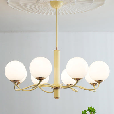 Moderner Mid-Century runder Kronleuchter aus Eisenglas mit 3/5/8 Lichtern für Schlafzimmer 