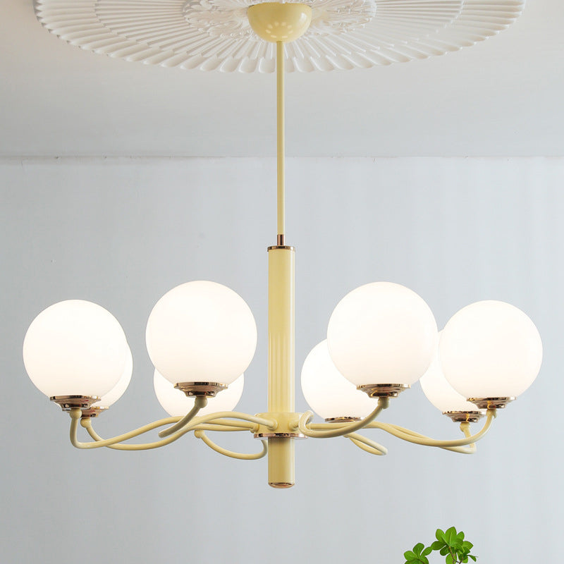 Moderner Mid-Century runder Kronleuchter aus Eisenglas mit 3/5/8 Lichtern für Schlafzimmer 