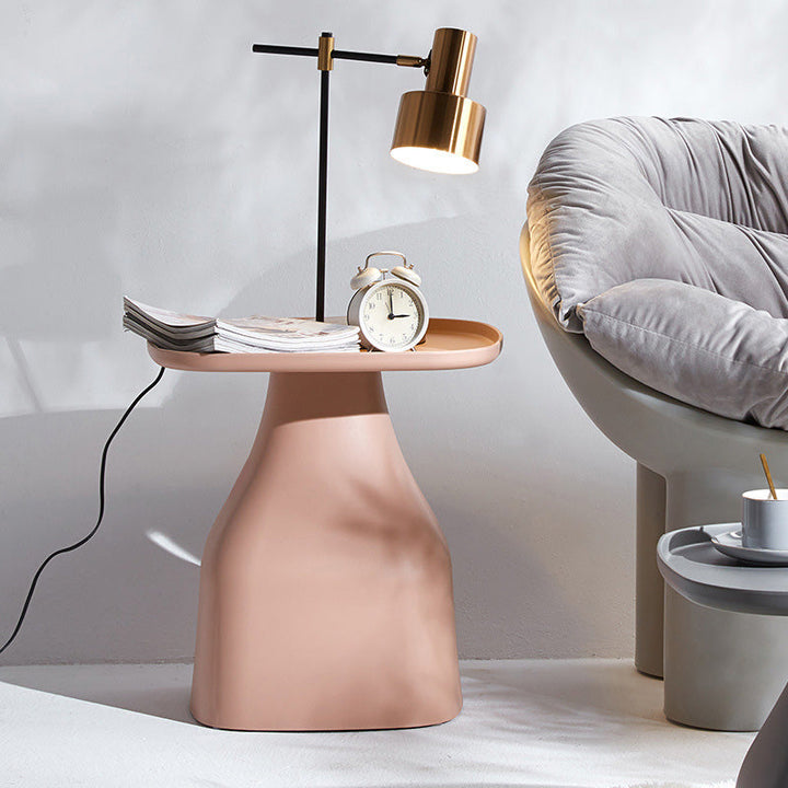 Zeitgenössischer skandinavischer runder Säulen-Kunststoff-Couchtisch für das Wohnzimmer 