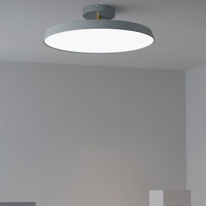 Moderne minimalistische runde Hardware Acryl LED Semi-Flush Mount Deckenleuchte für Wohnzimmer 