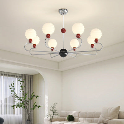 Zeitgenössischer nordischer Wabenball Magic Bean Glasschirm Eisenrahmen 5/8-Licht Kronleuchter für Wohnzimmer 