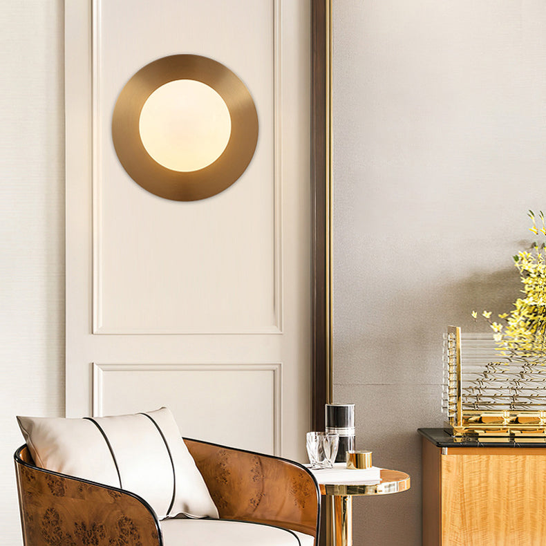 Moderne minimalistische runde Kugel Eisen Glas 1-Licht Wandleuchte Lampe für Wohnzimmer 