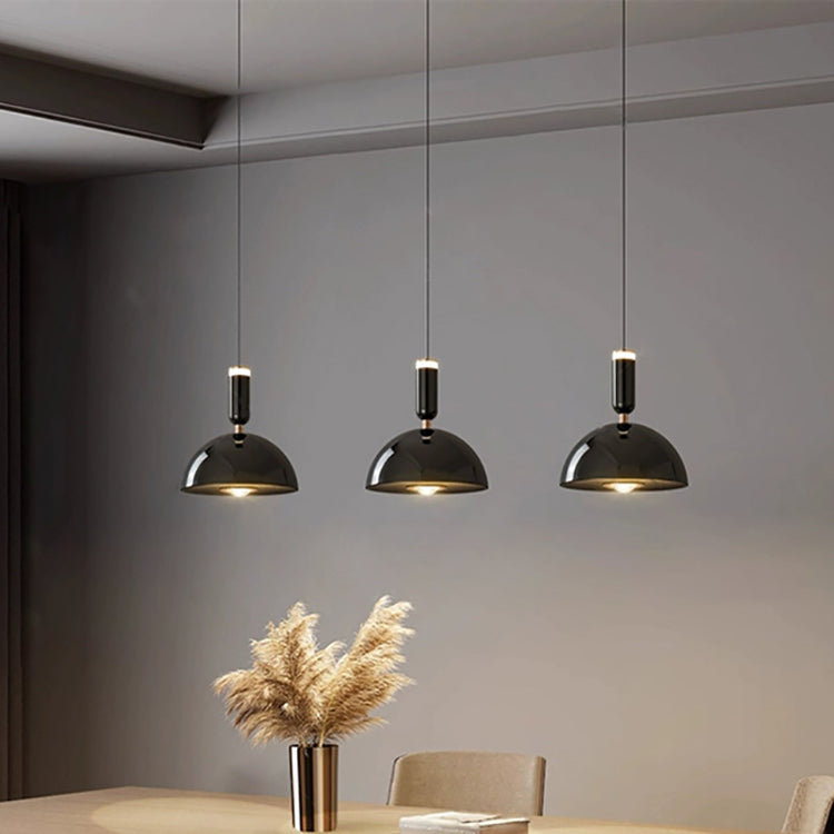 Lámpara colgante LED de cúpula redonda minimalista moderna de aluminio y acrílico para dormitorio 