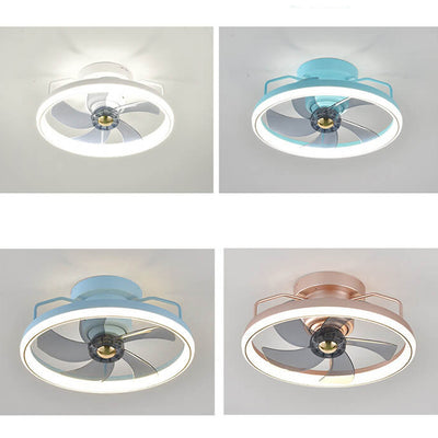 Modern Minimalist Circle Ring Acrylic Shade LED Semi-Flush Mount Ceiling Fan Light