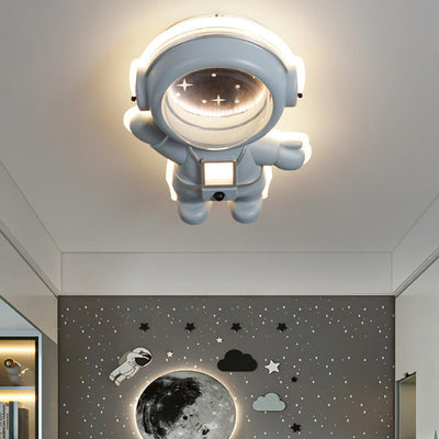 Luz de techo empotrada astronauta de resina acrílica metálica creativa contemporánea para dormitorio 