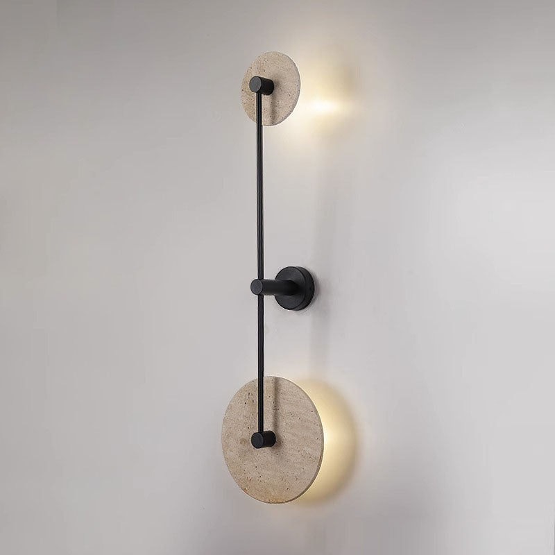 Moderne minimalistische geometrische Kreis Travertin Eisen 2-Licht Wandleuchte Lampe für Schlafzimmer 