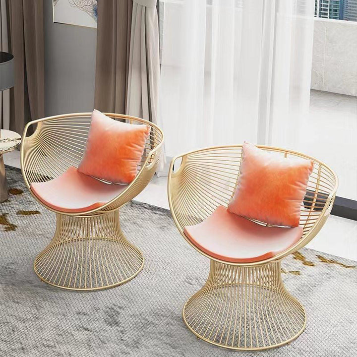 Modern Luxury Oval Curved Upholstered Iron Velvet Chair For Living Room