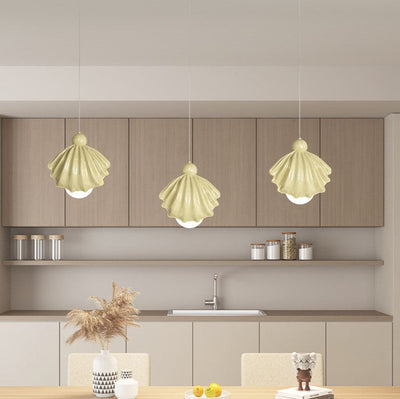 Design contemporain de coquille en résine de fer crème nordique 1-lumière suspension pour salon 