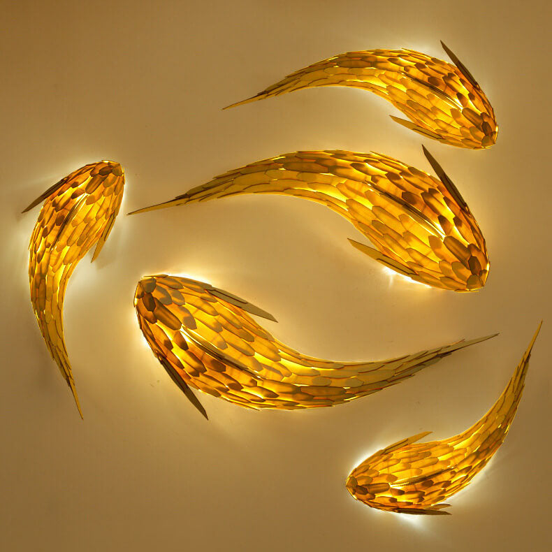 Modern Decorative Carp Linden Wood Hardware 2/4 Light Wall Sconce Lamp