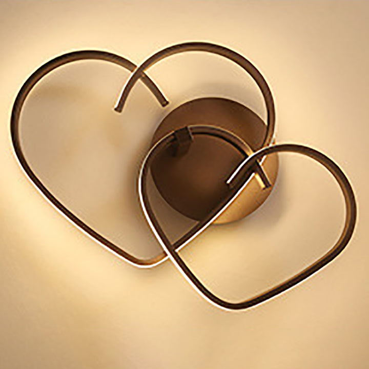 Luz de techo semiempotrada LED de hierro con tira acrílica en forma de corazón creativo contemporáneo para sala de estar 