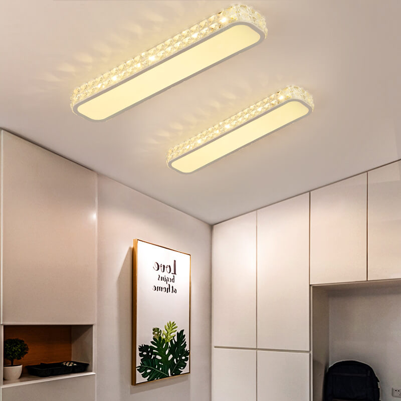Lumière de plafond à montage affleurant LED en acrylique à bande longue en cristal moderne 