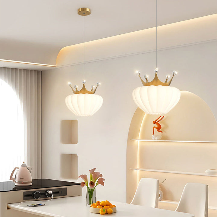 Lámpara colgante LED de cristal con corona de nube creativa contemporánea para dormitorio 