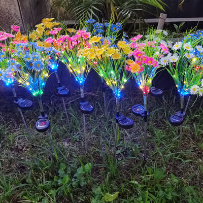 Solar Decorative Chrysanthemum Silk Stainless Steel ABS Ground Insert LED Outdoor Landscape Light