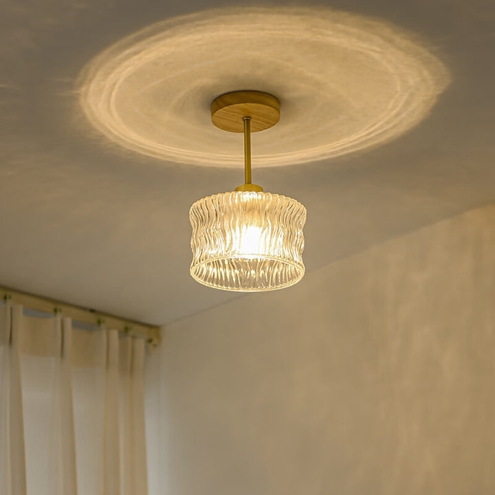 Zeitgenössische Luxus-Deckenleuchte mit 1 halbbündiger Deckenleuchte aus Kupferglas mit Blumenmotiv für den Flur 