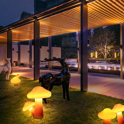 Luz LED de paisaje al aire libre con forma de hongo de resina solar impermeable de estilo Art Deco moderno para jardín 