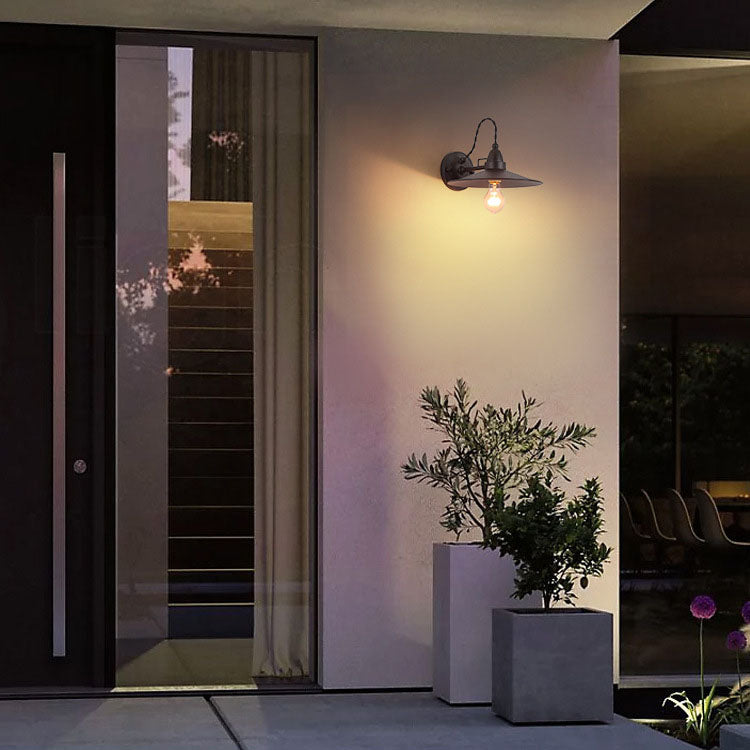 Applique murale contemporaine en métal étanche avec plaque pour bol à 1 lumière pour patio extérieur 