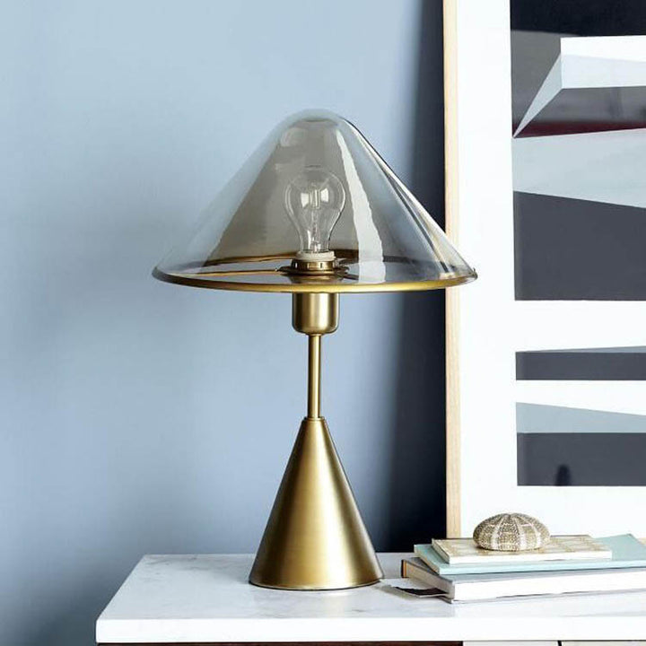 Lámpara de mesa de vidrio contemporánea escandinava con hardware triangular de 1 luz para dormitorio 