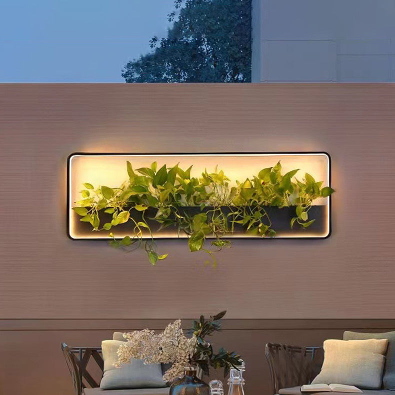Aplique de pared LED impermeable para exterior con marco geométrico cuadrado de aluminio y acero inoxidable, estilo minimalista moderno, para jardín 