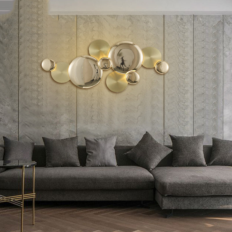 Lámpara de Aplique de Pared LED Redonda de Metal Moderno de Lujo para Sala de Estar 