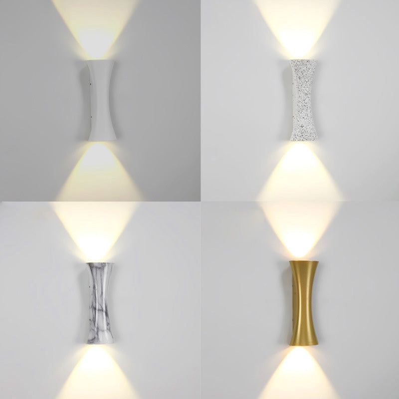 Lámpara de Aplique de Pared LED con Lente de Aluminio Iluminada Superior e Inferior Impermeable Moderna Minimalista Rectangular para Patio Exterior 
