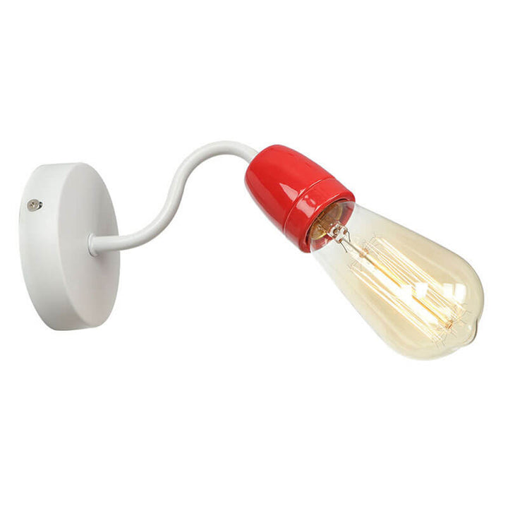 Contemporary Nordic Ceramic Iron Head Exposed Bulb 1-Light Wall Sconce Lamp For Living Room &amp; Bedroom