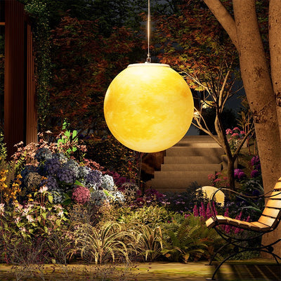 Lampe LED suspendue ronde en résine PE, style nordique contemporain, imperméable, luminaire décoratif d'intérieur, luminaire décoratif de plafond, idéal pour un Patio extérieur 