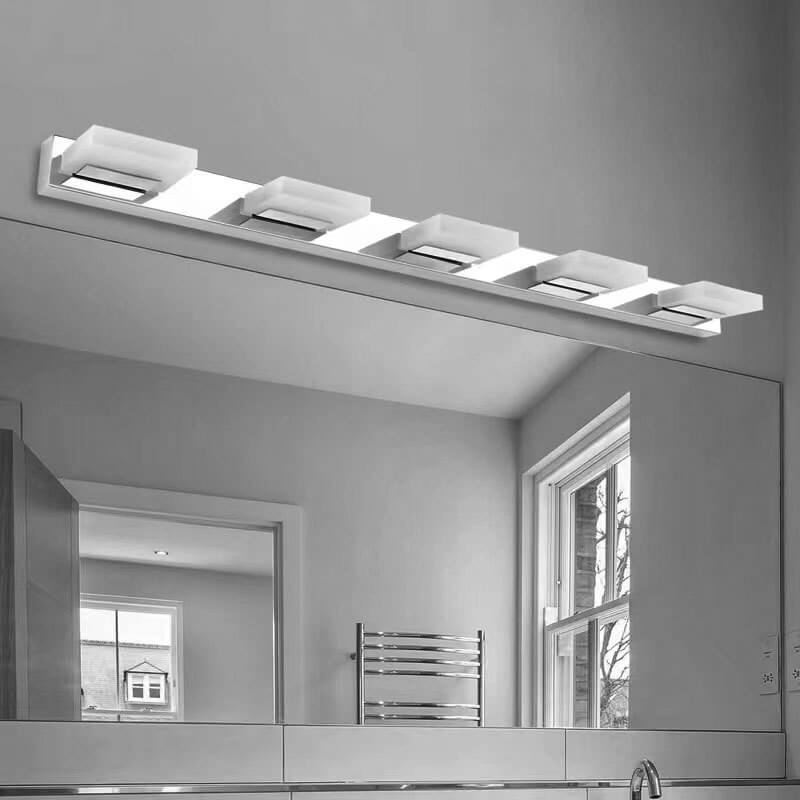 Lámpara de pared frontal de espejo de tocador de baño LED cuadrada de acero inoxidable acrílico simple nórdico 