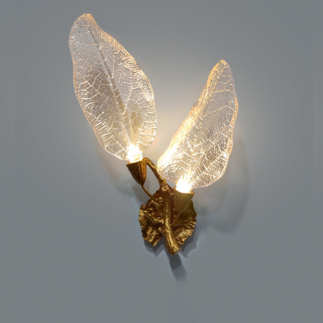 Moderne Luxus Harz Imitation Blatt Textur Antike Messing Zweig Form LED Wand Leuchte Lampe Für Wohnzimmer 