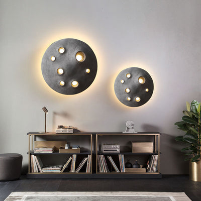 Contemporary Creative Waterproof Lunar Concrete LED Wall Sconce Lamp For Garden