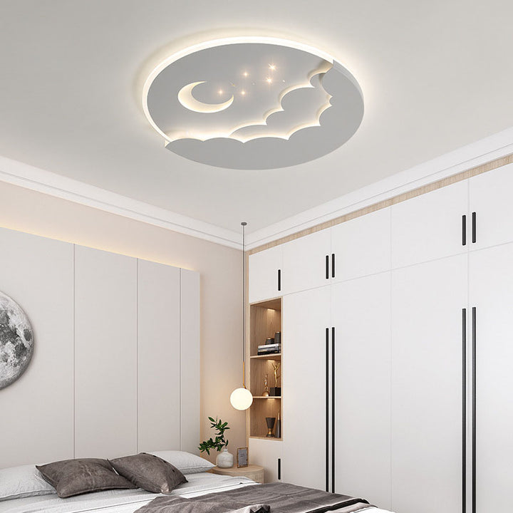Moderne Einfachheit Runde Mond Eisen Aluminium Acryl LED Deckenleuchte für Schlafzimmer 