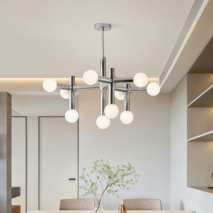 Rama contemporánea escandinava de hierro de aluminio de vidrio de 10 luces para sala de estar 