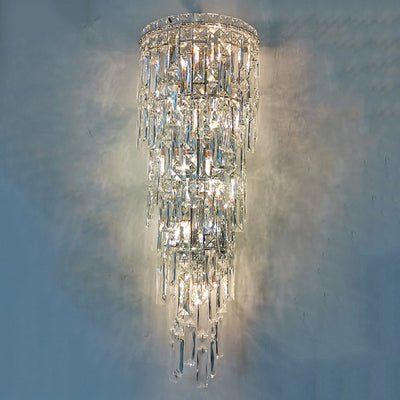 Zeitgenössische Luxus Kristall Quaste Halb Pfosten 1-Licht Wandleuchte Lampe für Wohnzimmer 