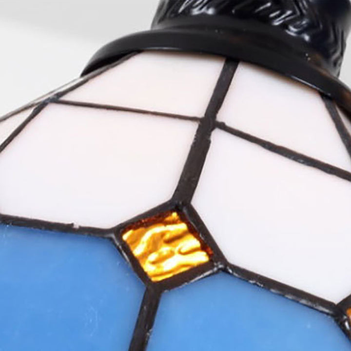 Zeitgenössischer Küstenkronleuchter aus konischem Eisenharz und Buntglas mit 10 Lichtern für das Wohnzimmer 